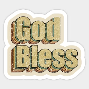 God Bless // Vintage Rainbow Typography Style // 70s Sticker